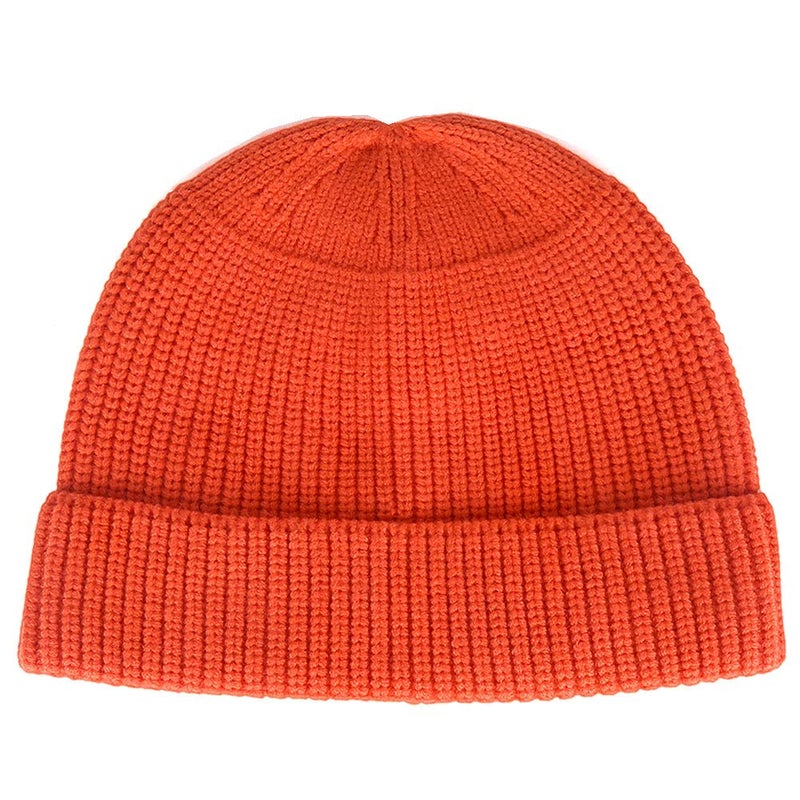 MaxNova Knit Cuff Short Fisherman Beanie Hat for Men Women Winter (2pack White/Bright Orange) - Image 5